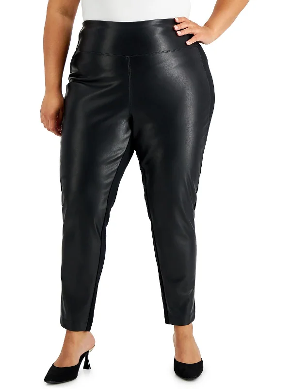 Weekend Deals That Please Plus Womens Faux Leather Stretch Leggings