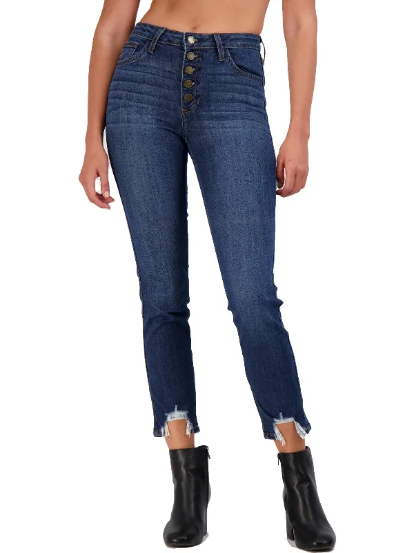 Mega Sale Womens High-Rise Cropped Straight Leg Jeans