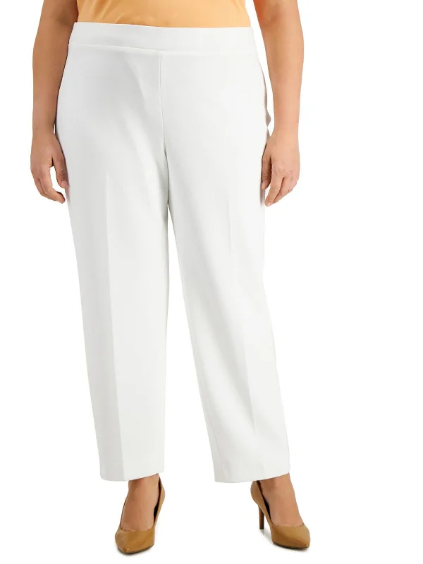 Final Sale Plus Womens Mid Rise Pull On Straight Leg Pants