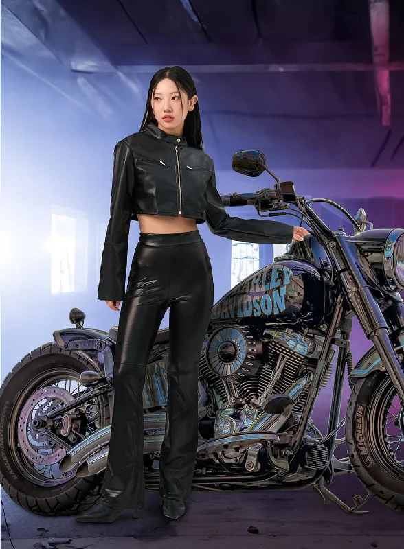 Lowest Rates Faux Leather Flare Pants IO317