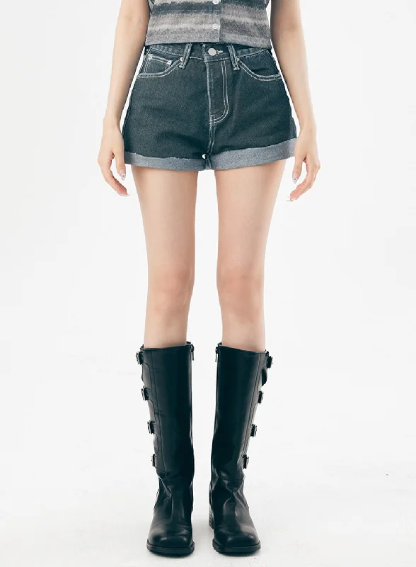 Grand Opening Sale Dark Wash Denim Shorts IL307