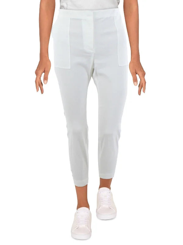 Don't Wait Treeca Womens Linen Blend Cropped Straight Leg Pants