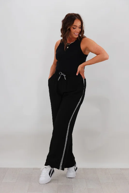Deep Discounts Shine On Label Leni Side Stripe Wide Leg Pants