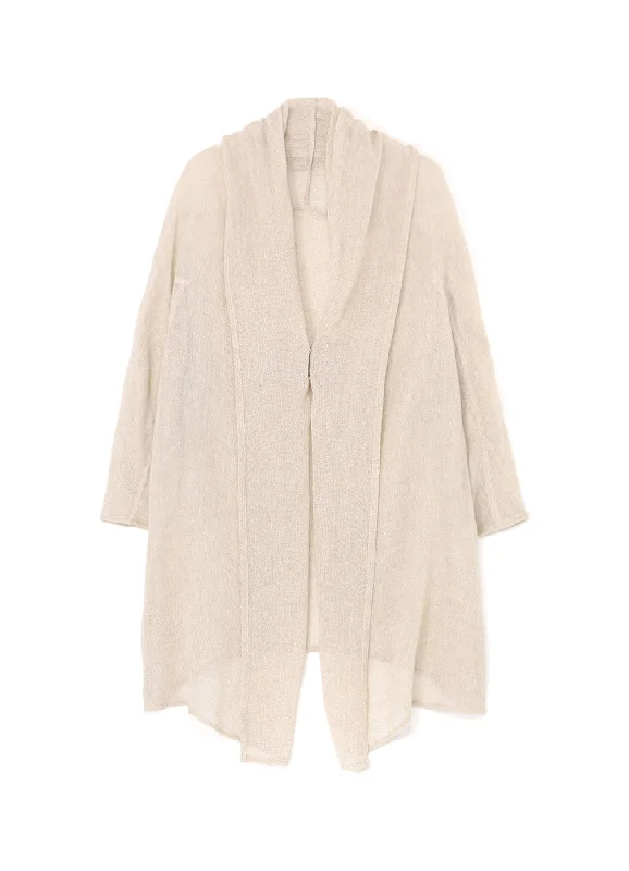 Buy Now LENO CLOTH SHAWL COLLAR LONG CARDIGAN