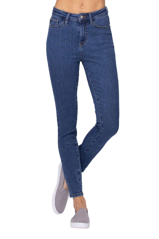 Overstock Clearance Stone Wash High Waist Skinny Jean In Medium Blue