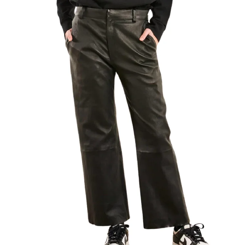Limited Supply Leather Cropped Trousers In Black