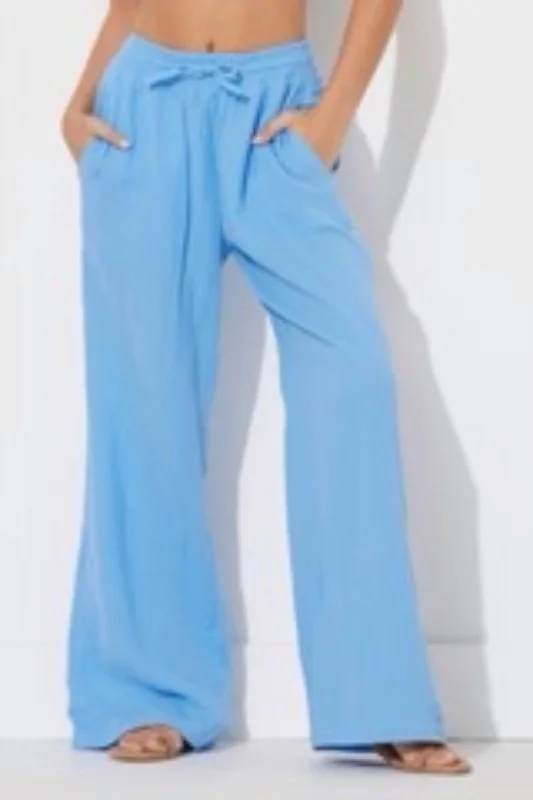 Weekend Discounts You Deserve Gauze Wide Leg Pant In Blue