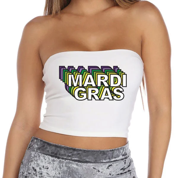 Weekend Deals That Excite 3D Mardi Gras White Tube Top