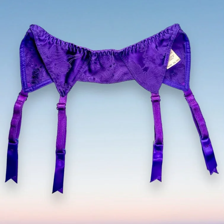The Best Prices 90’s Satin Garter Belt | Embroidered Orchid Purple