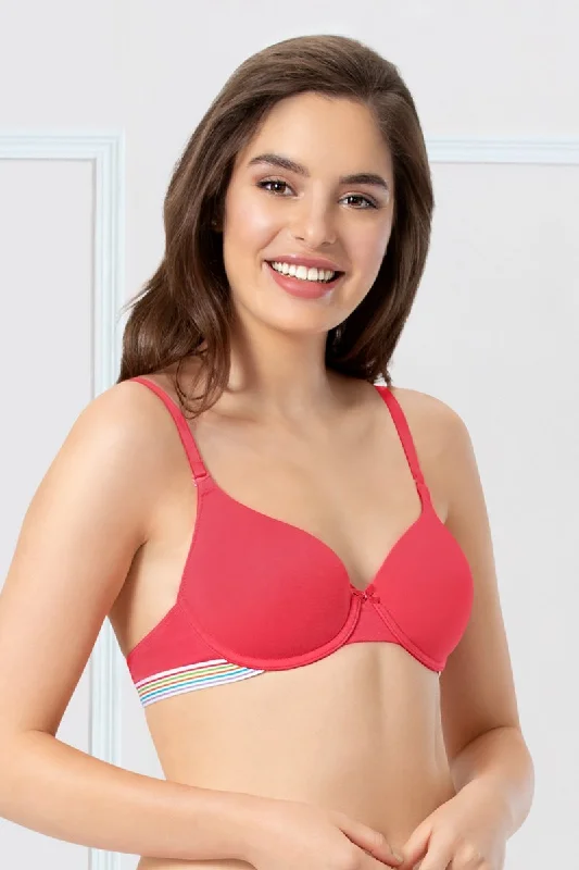 Act Fast every de Padded Wired Sassy Stripes T-Shirt Bra - Azalea
