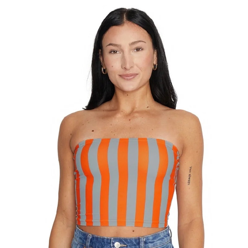 Weekend Specials to Love Burnt Orange & Grey Striped Tube Top