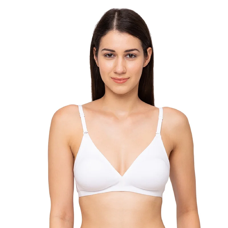 Flash Deals 1029-Cotton Basics Plain Non Padded Non Wired Bra White