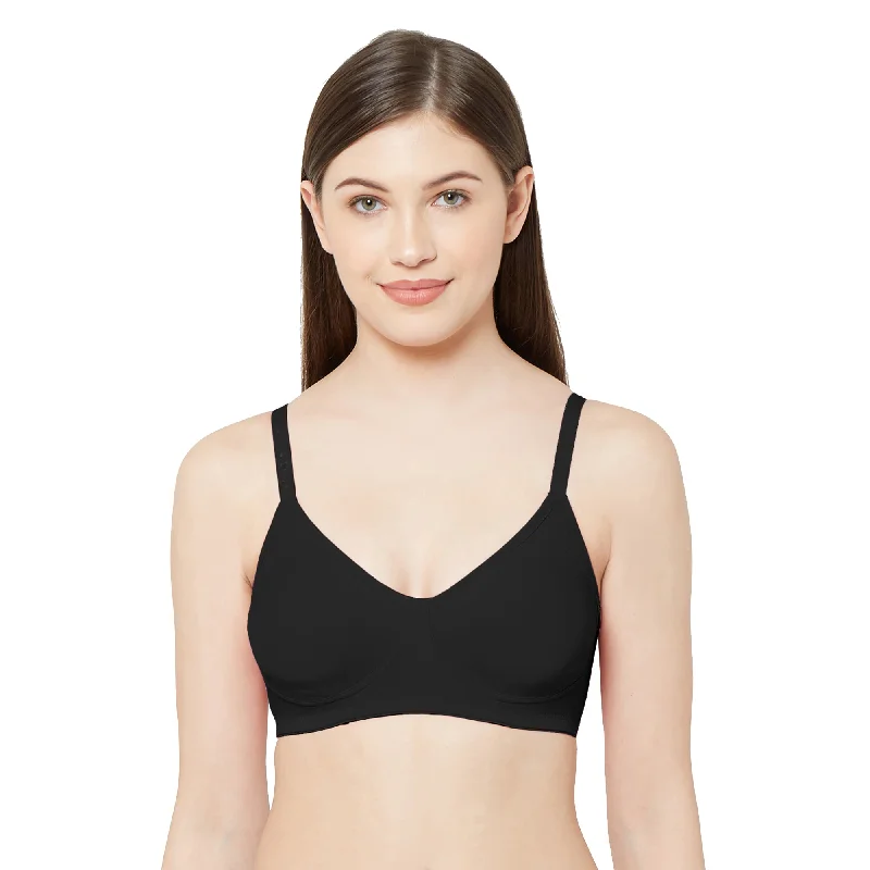 Bonus Offer Sakhi - Plain Side Support Everyday Bra Black