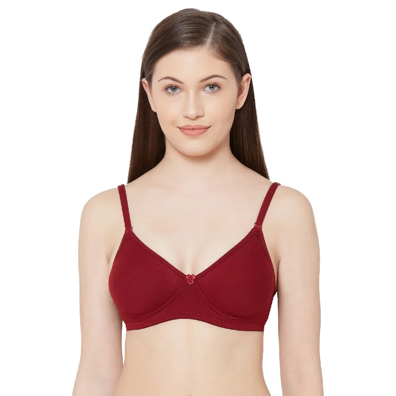 Daily Deals 1030-Cotton Basics Plain Soft Padded T-Shirt Bra Maroon