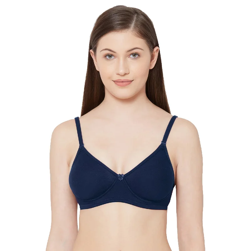 Bargain Bin 1030-Cotton Basics Plain Soft Padded T-Shirt Bra Navy Blue