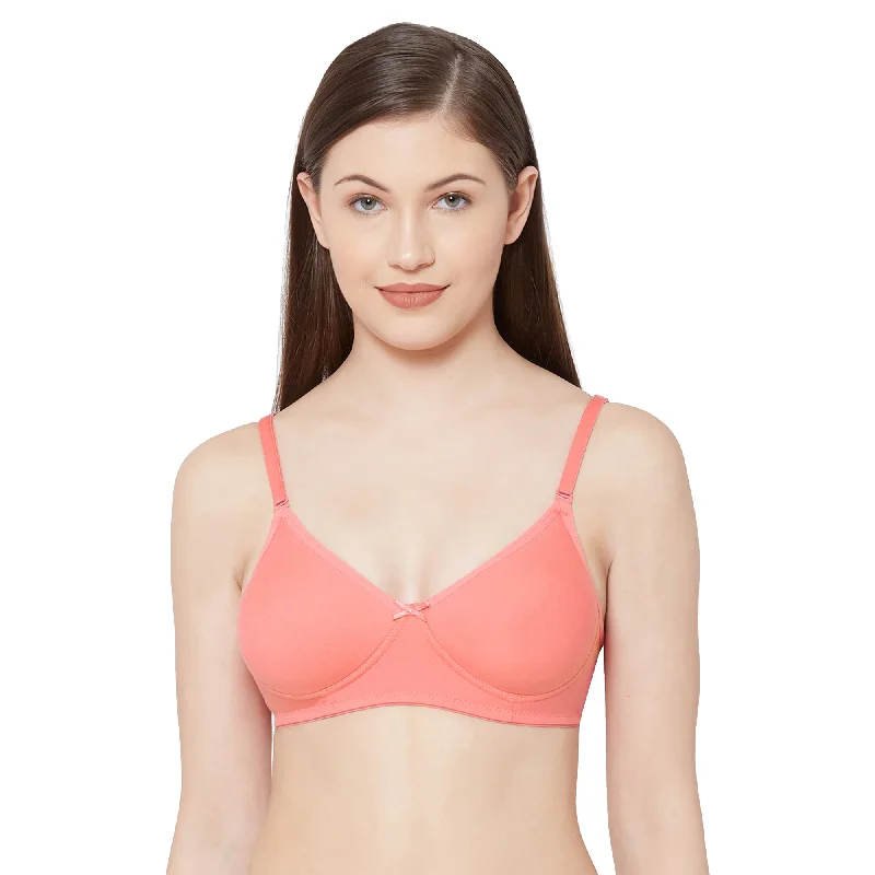 Hurry In 1030-Cotton Basics Plain Soft Padded T-Shirt Bra Peach