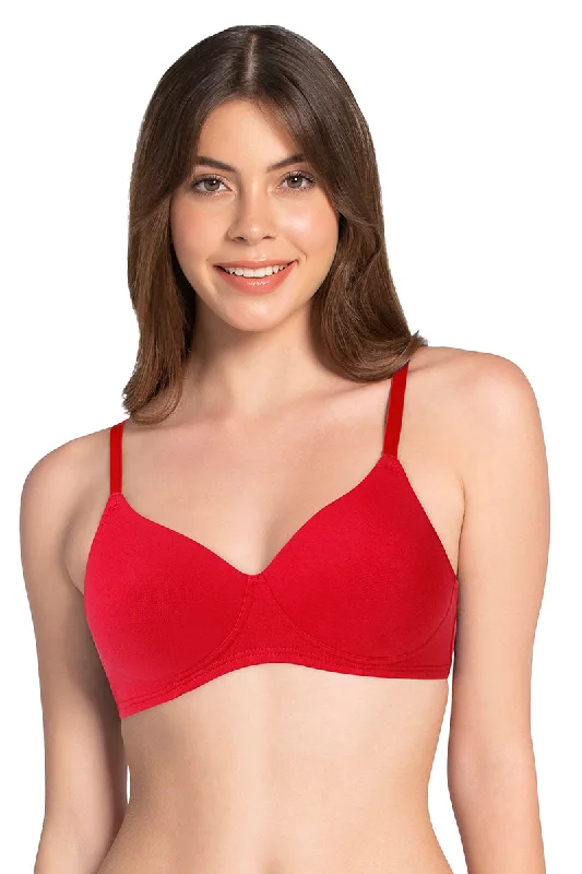 Big Savings Cotton Dream Padded Non Wired T-shirt Bra - Crimson