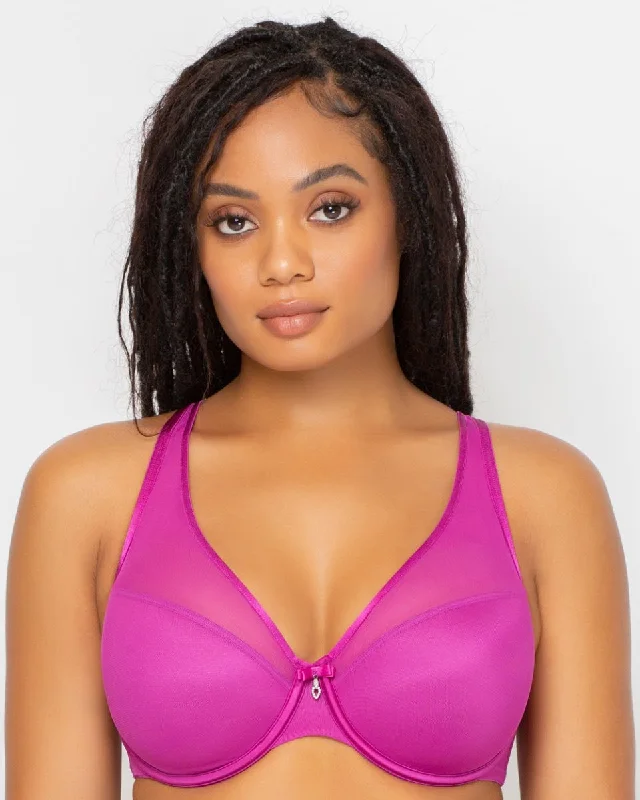 Weekend Savings Delight Sheer Mesh Push Up Bra Cosmo Pink-1310