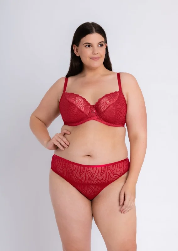 Weekend Deals to Make You Smile Lace Daze Balcony Bra Lipstick Red- CK044100