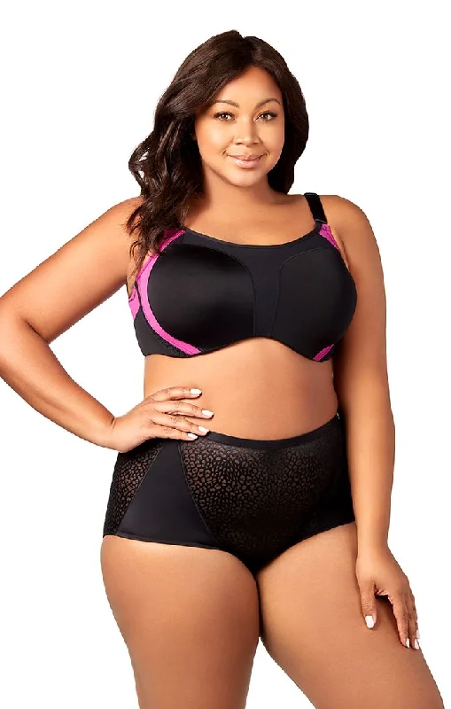 Great Deal Microfiber Underwire Sports Bra Black/Fuschia- 2511