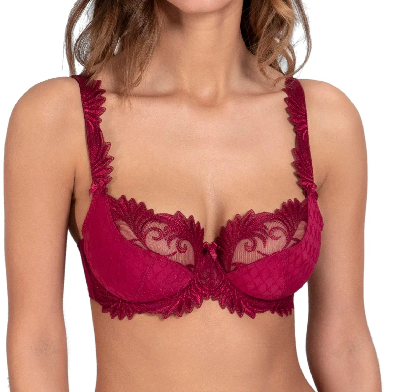 Savings Soar This Weekend Empreinte Thalia Low Neck Wire Bra - Sangria Red