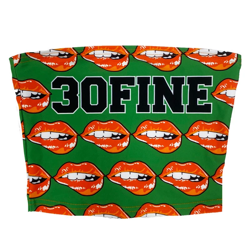Weekend Specials to Delight Green 30Fine Lips All Over Tube Top