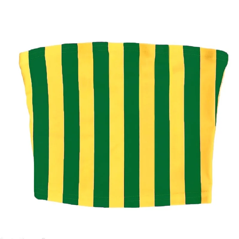 Weekend Discounts to Relish Green & Yellow Striped Tube Top