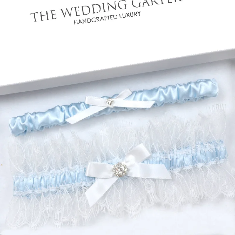 Lowest Prices Hadley Luxury Eyelash Lace Blue Bridal Garter Set