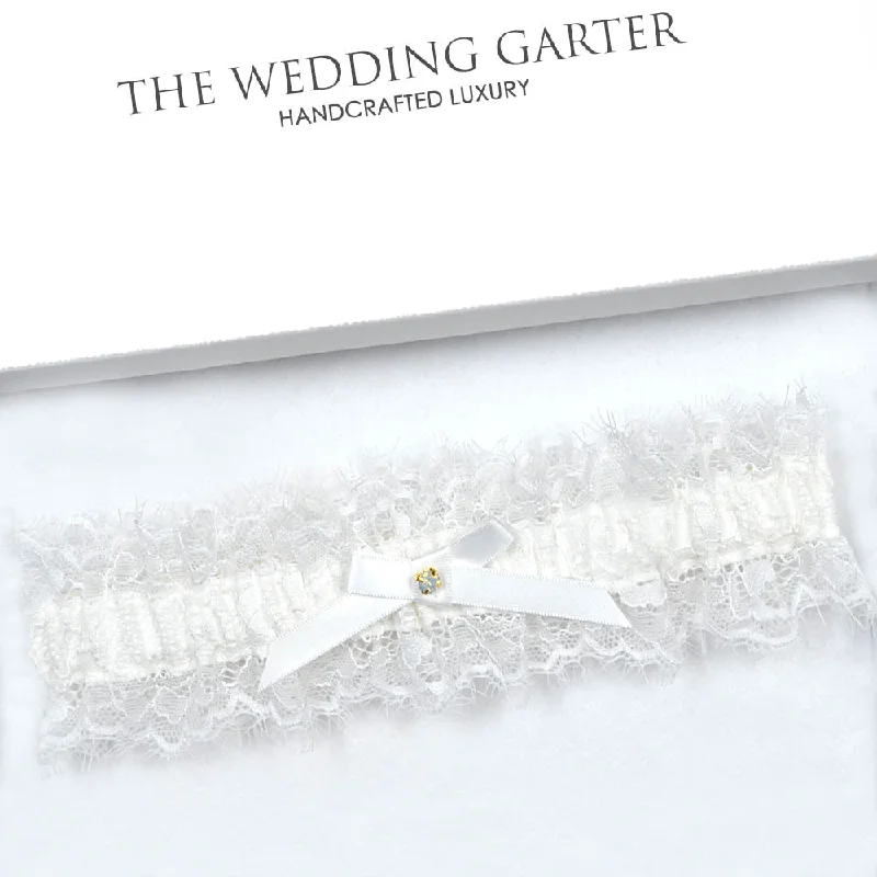 YEAR-End Clearance Helena Ivory Eyelash Lace & Satin Wedding Garter