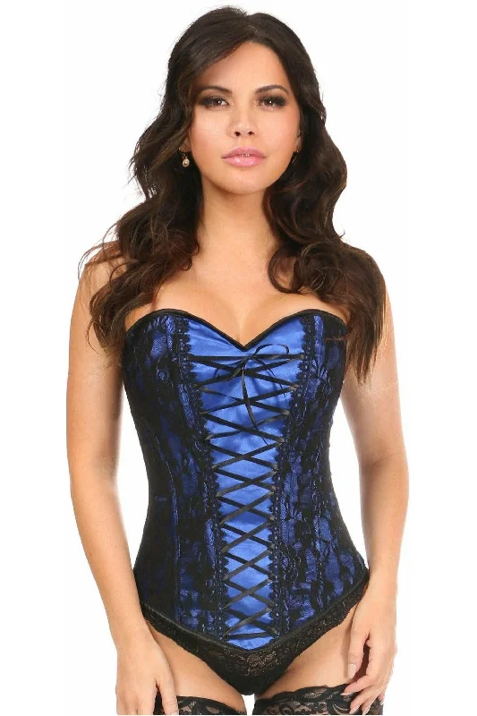 Today Only Lavish Blue Lace-Up Over Bust Corset w/Black Lace