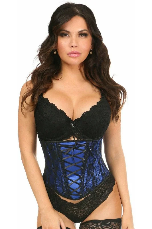 Mega Sale Lavish Blue Lace-Up Underbust Corset w/Black Lace
