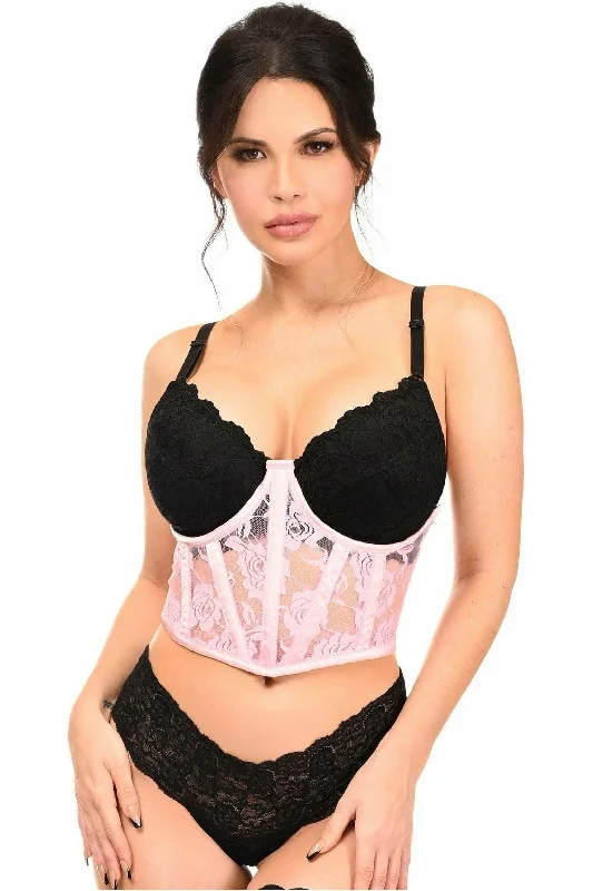 Holiday Sale Lavish Lt Pink Sheer Lace Underwire Waist Cincher Corset