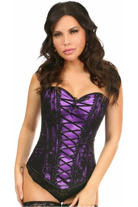 Bonus Savings Lavish Purple Lace-Up Over Bust Corset w/Black Lace