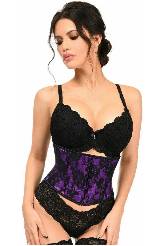 Closeout Sale Lavish Purple w/Black Lace Overlay Mini Cincher