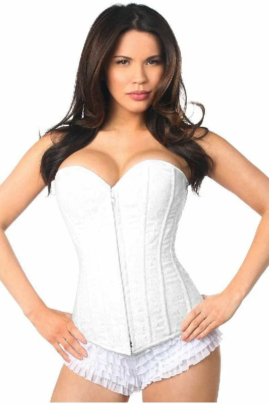 Instant Discount Lavish White Lace Overbust Corset w/Zipper