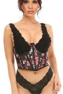Deal Zone Floral Satin Open Cup Waist Cincher