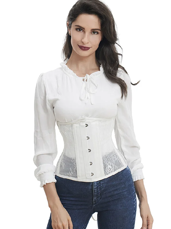 Price Drop Mesh Floral Plus Size Steel Boned Underbust Waist Cincher Corset Bustier