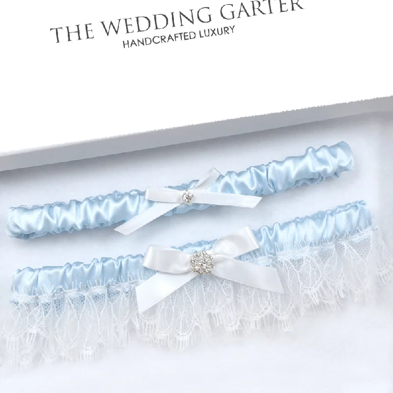 Unmissable Sale Penelope Blue Wedding Garter Set For Something Blue
