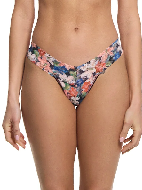 Buy Today Printed Signature Lace Low Rise Thong Wonderous Black