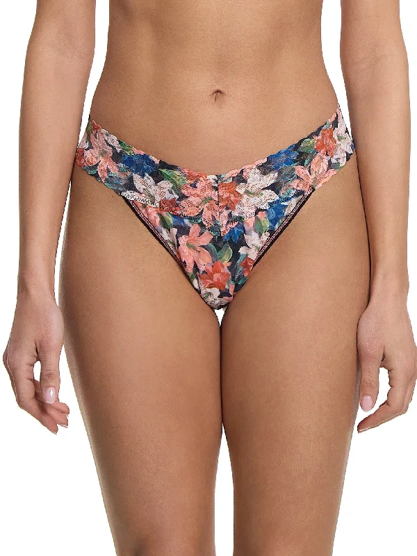 Special Savings Printed Signature Lace Original Rise Thong Wonderous Black