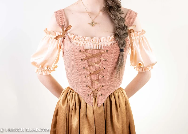 Savings Event READY TO SHIP Rose Gold & Swiss Dot Renaissance Bodice