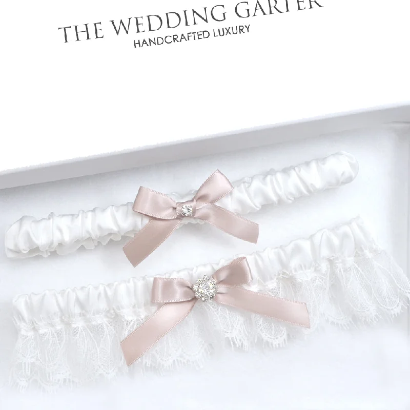 Special Offer Rene White Eyelash Lace Wedding Garter Set