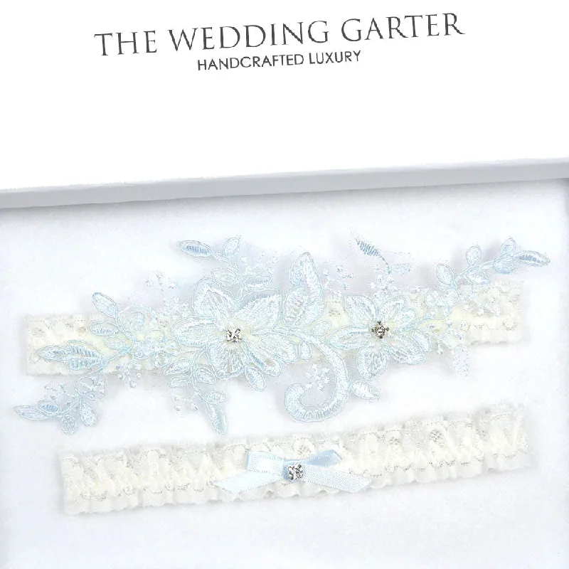 Reduced Prices Romantic Floral Lace Applique Wedding Garter Set Australia