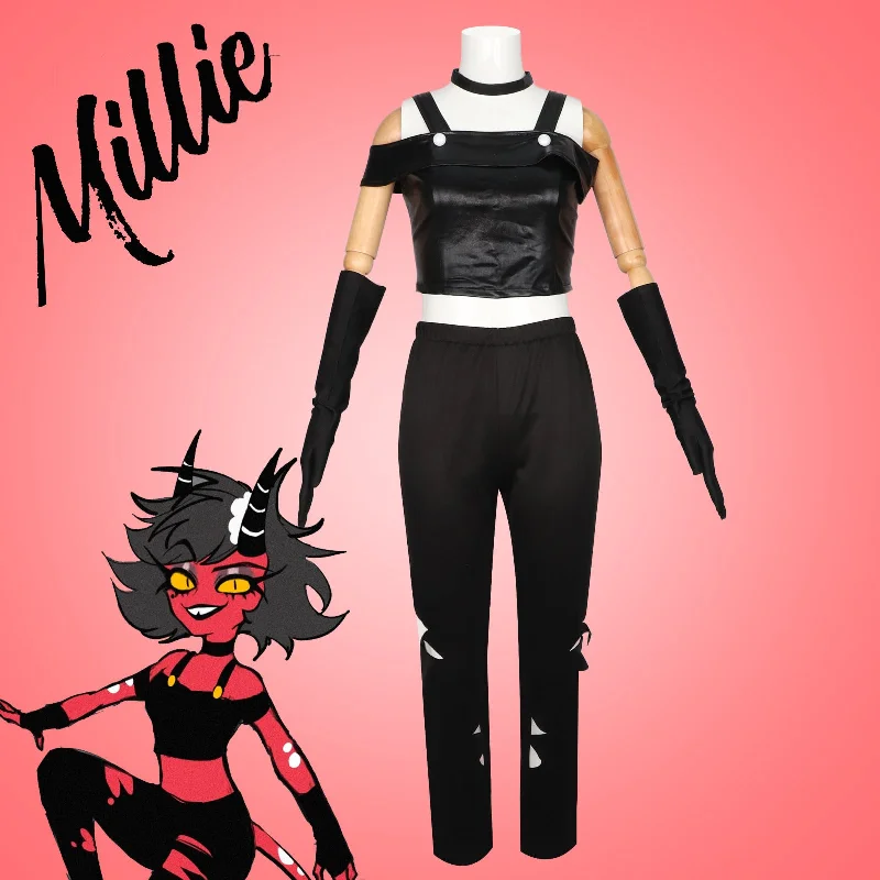 Today's Deal Rulercosplay Hazbin Hotel Millie Uniform Suit Cosplay Costume With Accessories Today's Deal Rulercosplay Hazbin Hotel Millie Uniform Suit Cosplay Costume With Accessories
