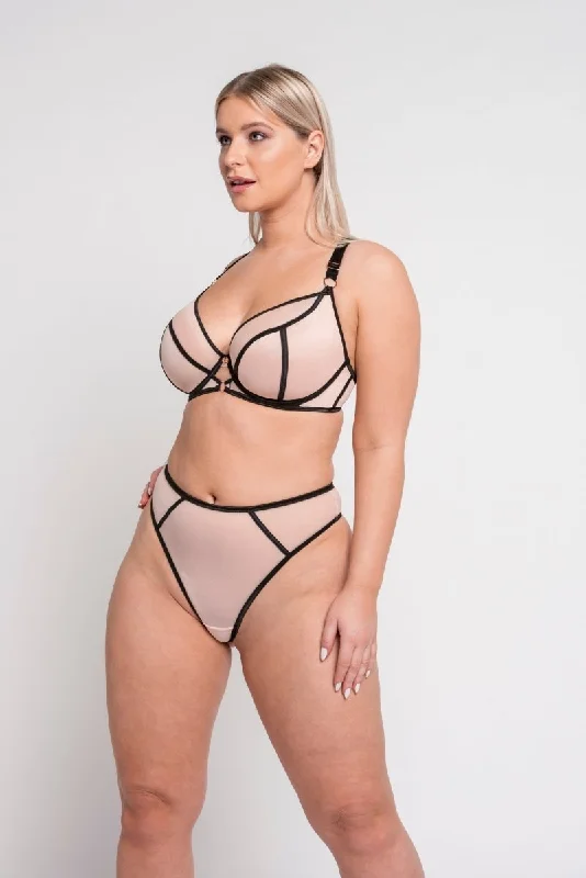 Year-End Sale Exposed Plunge Bra Pink/Black- ST011101