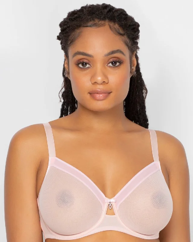 Weekend Savings Sensation Sheer Mesh Full Coverage Unlined Underwire Bra Blushing Rose 1311