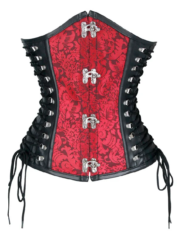 Special Offer Steampunk Plus Size PU Spiral Steel Boned Lace Up Underbust Corset