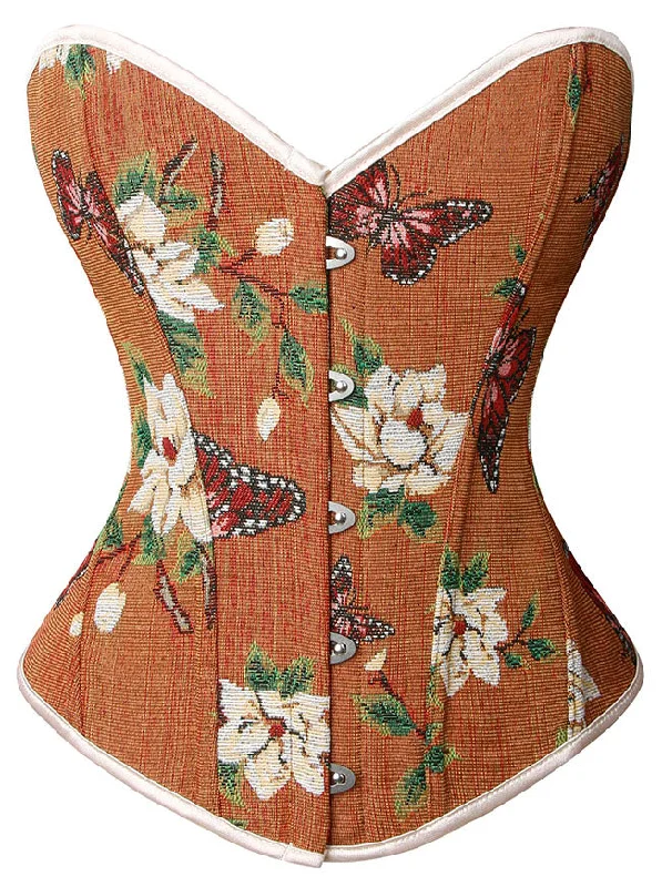 Limited Stock Strapless Overbust Corset Stylish Vintage Jacquard Brocade Floral Butterfly Print Corset Limited Stock Strapless Overbust Corset Stylish Vintage Jacquard Brocade Floral Butterfly Print Corset