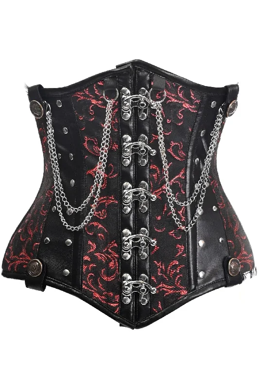 Weekend Flash Sale Top Drawer Black/Red Steel Boned Underbust Corset w/Chains and Clasps Weekend Flash Sale Top Drawer Black/Red Steel Boned Underbust Corset w/Chains and Clasps