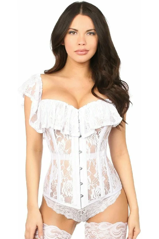 Clearance Event Top Drawer White Sheer Lace Steel Boned Corset